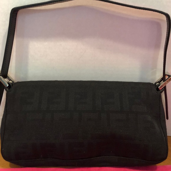 Fendi Iconic Black Zucca Big letters Fabric thick shiny New Vintage Impecable - Picture 9 of 12